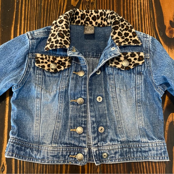 Copper Key Denim Jacket with Leopard Accents, toddler girl size 3 - Picture 3 of 5